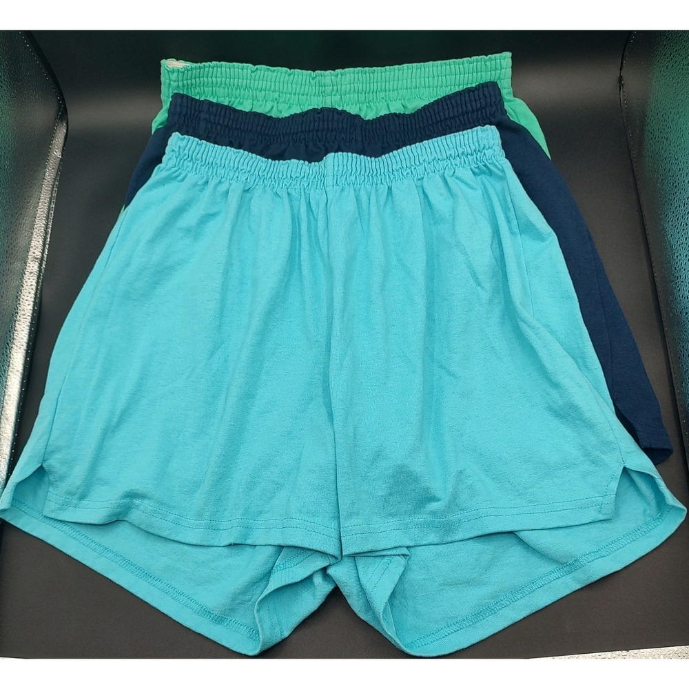 Soffe Curves Junior 1X Cheer Shorts Bundle 3 Pairs Turquoise Navy Mint Green